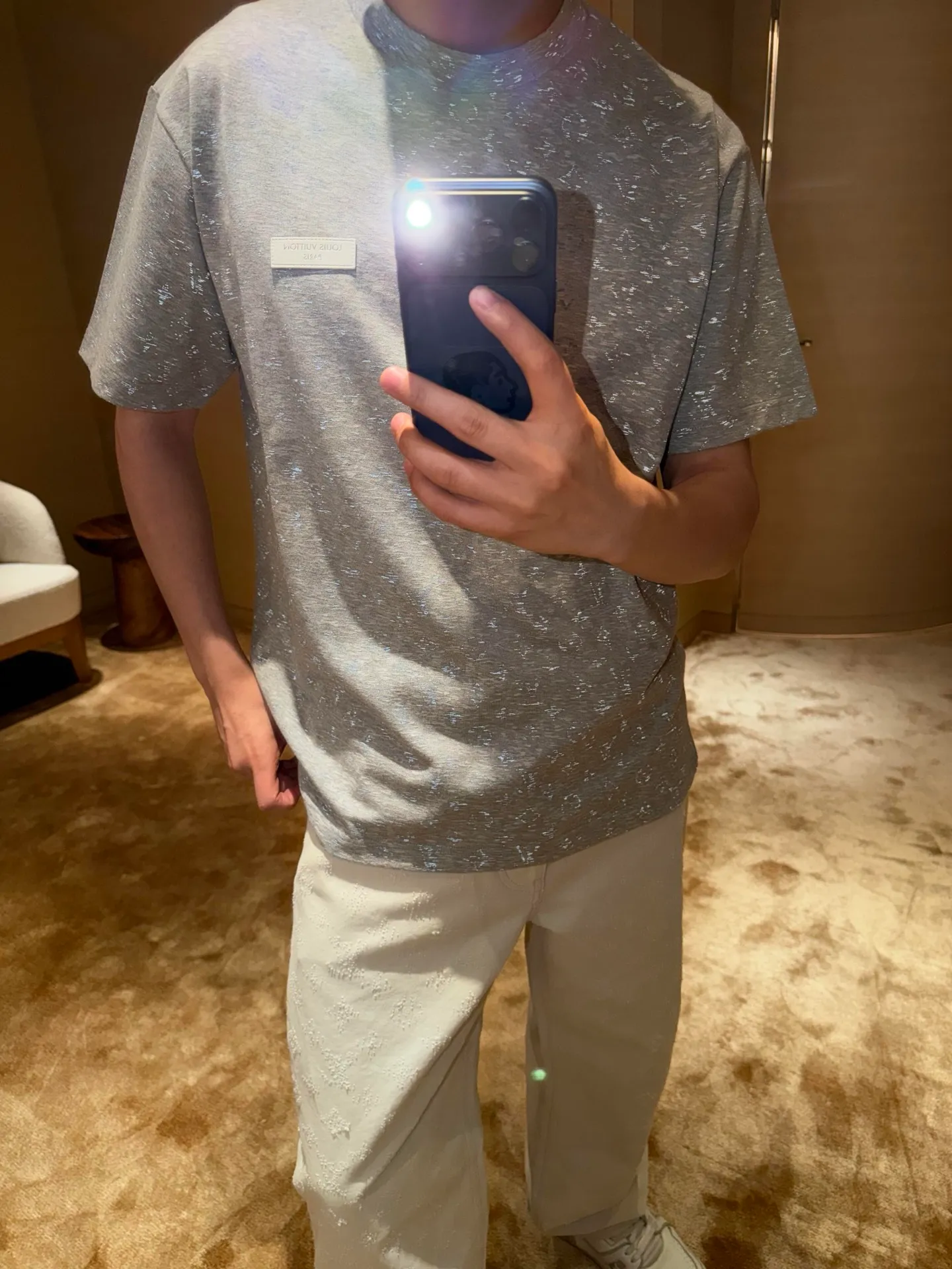 Louis Vuitton/Louis Vuitton Monogram Reflective Print Full Print Short Sleeve
